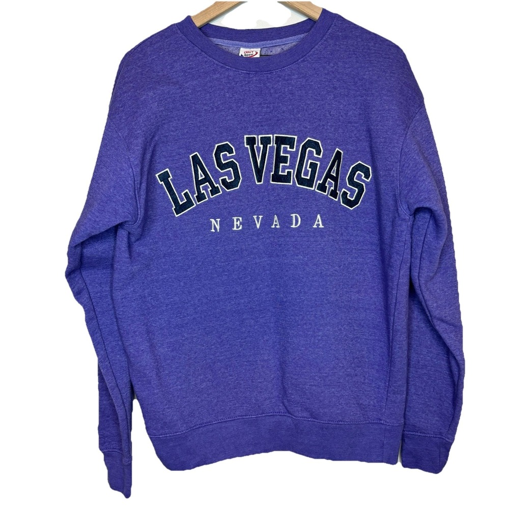 90's LAS VEGAS Nevada Sweatshirt Crewneck Purple Large Unisex Embroidered‎